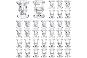OLUTACOT 36 Pcs Candlestick Holders 2 Style Taper Candle Holders Bulk Small Glass Candle Holder for Wedding Table Centerpiece Home Party Decor