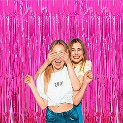 Fuchsia Curtains for Party Decorations, 3 Pack