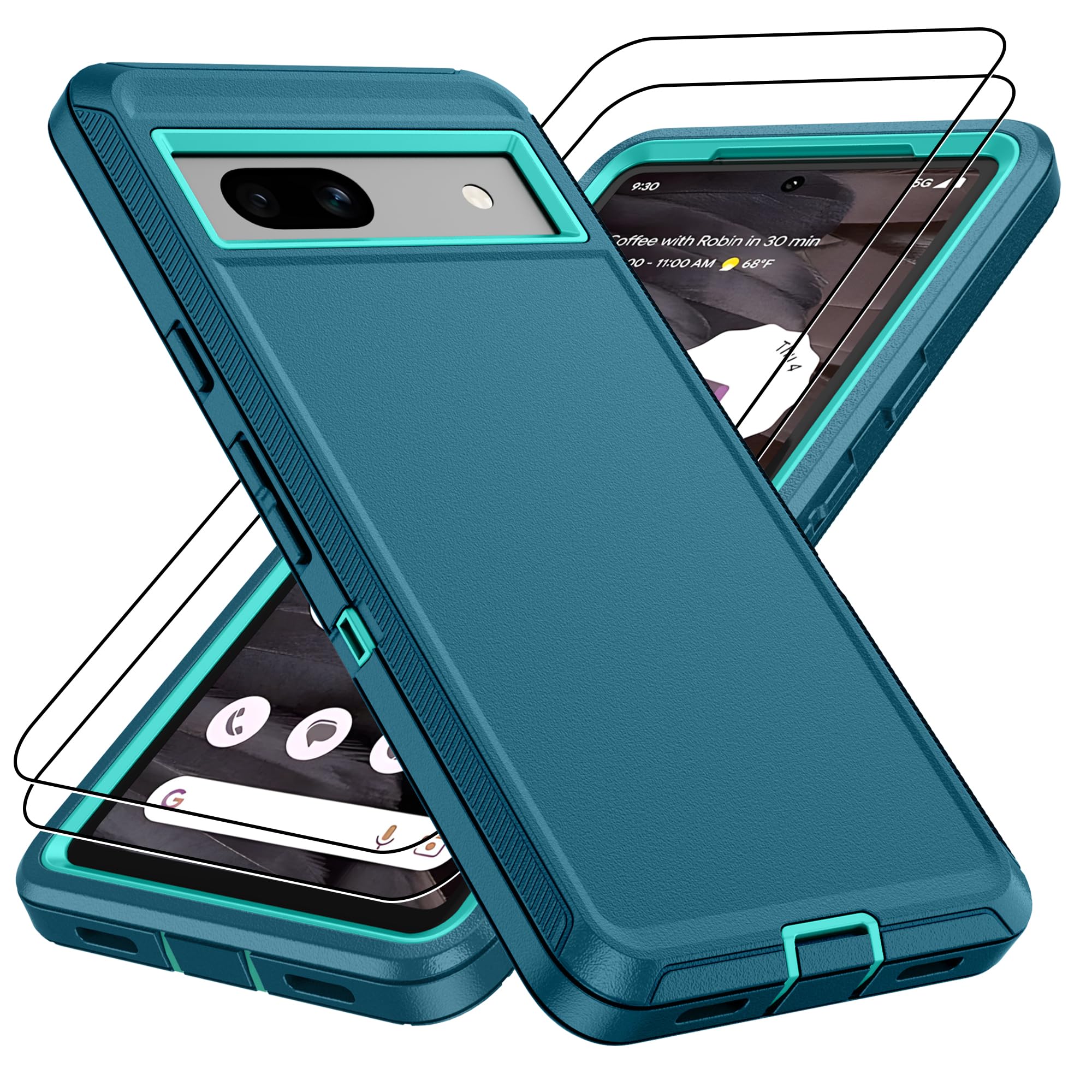 Pilaru for Google Pixel 7a Case,Pixel 7a Case with 2Pcs HD Screen Protector, Military Grade 3 in 1 Shockproof/Dustproof/Drop Proof Military Grade Protective Cover for Pixel 7a-Green