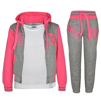 A2Z 4 Kids® Kinder Mädchen Jungen Baseball Trainingsanzug NYC FOX Jacke & Hose Sport Kapuzenpulli Hosen Jogginghose Alter 2-1