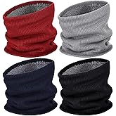 Syhood 4 Pack Winter Fleece Lined Neck Gaiters for Men Women Knitted Thermal Neck Warmer Thick Scarf for Cold Weather