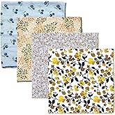 Gorgeous Island 4 Pack 100% Cotton Bandanas for Women 21x21 inches - Assorted Floral Printed Head Scarves, Kerchiefs Set
