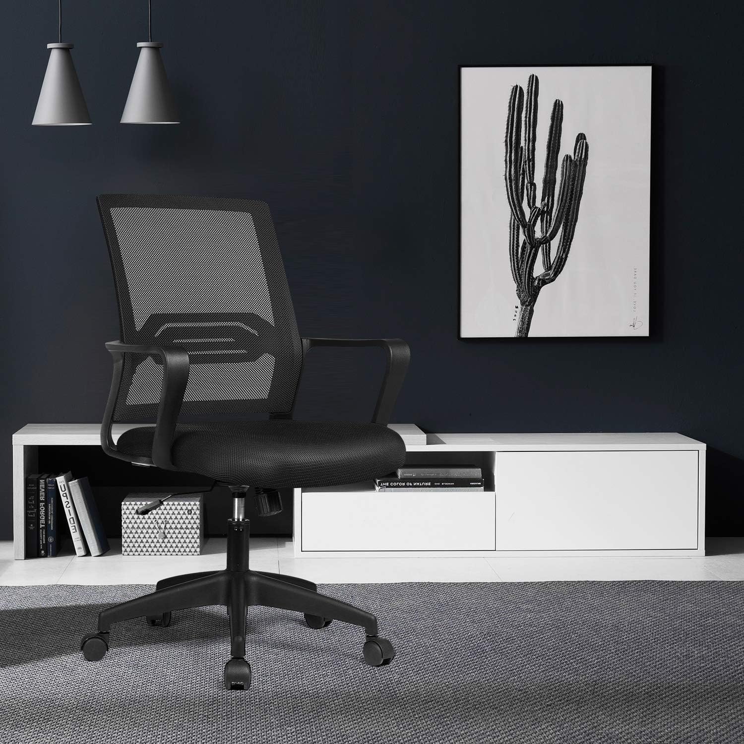 ComHoma Office Chair Ergonomic Desk Chair Mesh Computer Chair Mid Back Mesh Home Office Swivel Chair, Modern Executive Chair with Armrests Lumbar Support(Black),: Kitchen & Dining