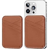 Miroddi Genuine Leather Magnetic Wallet Card Holder for iPhone 17/16/15/14/13/12 Series, 0.12” Ultra-Thin Magnetic Phone Wallet, 3 Card Slots, Fits 3 Cards, RFID Blocking, Brown