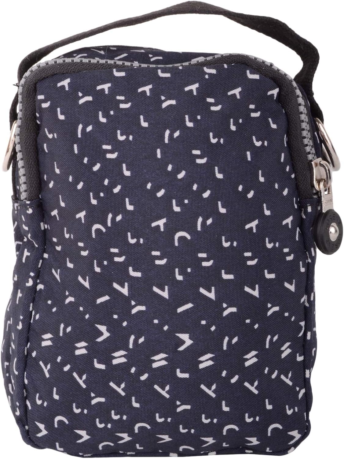Valita Womens Compact Travel Triple Feature Cross Body Shoulder Bag Detachable Strap - Navy/Beige - Image 4