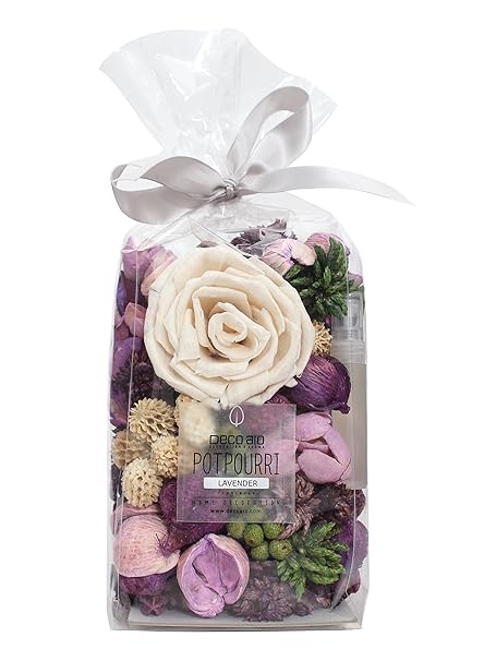 DECO ARO Essential Lavender Potpourri, 125g Poly Bag with 10ml Fragrance Spray