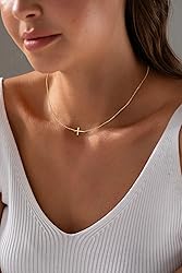 Cross Necklace for Women, Dainty Gold Necklace 14K