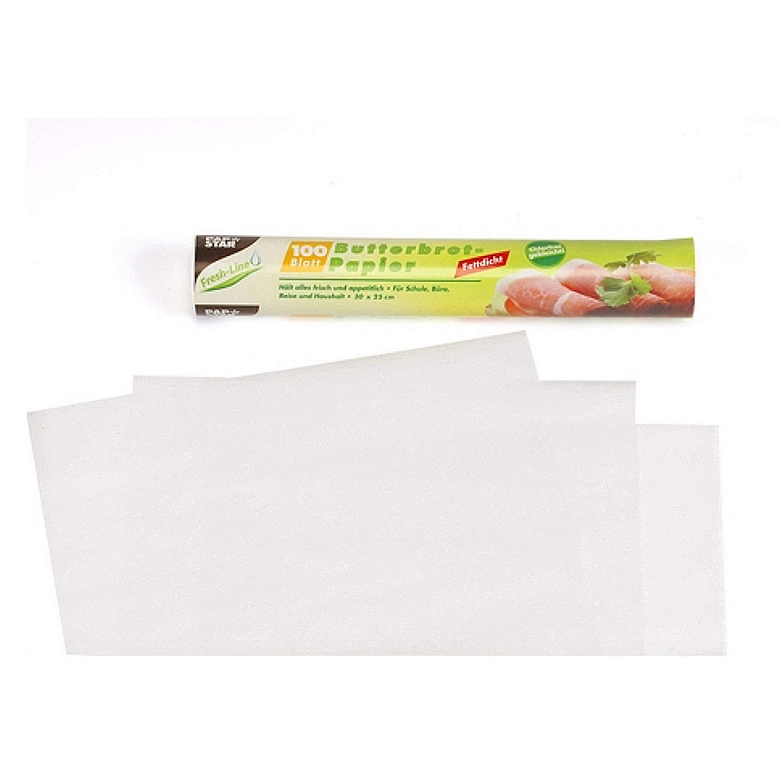 Papstar 14300, 100 sheets of Greaseproof paper, sandwich bag, 25 x 30 centimeter, white