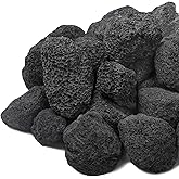 Calofulston 2"-4" Black Lava Rock, 10lbs Large Volcanic Lava Rock for Fire Pit, Gas Logs, Aquarium, Fireplace, Fire Bowl