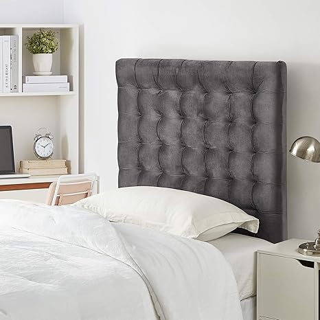 amazon com mo tufted college headboard plush velvet gray