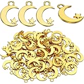 Jdesun 100pcs Gold Alloy Moon Star Pendants Charms for DIY Jewelry Making and Crafting