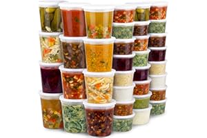 Deli Food Containers with Lids - (48 Sets) 24-32 Oz Quart Size & 24-16 Oz Pint Size Airtight Food Storage Takeout Meal Prep C