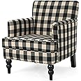 Christopher Knight Home Evete Tufted Fabric Club Chair, Black Checkerboard
