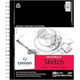 Canson Universal Heavyweight Sketch Pads, 9 in. x 12 in., 100 Sheets | Side Wirebound Pad, 100 Sheets (65lb/96g) for Graphite, Charcoal, Pencil, Colored Pencil