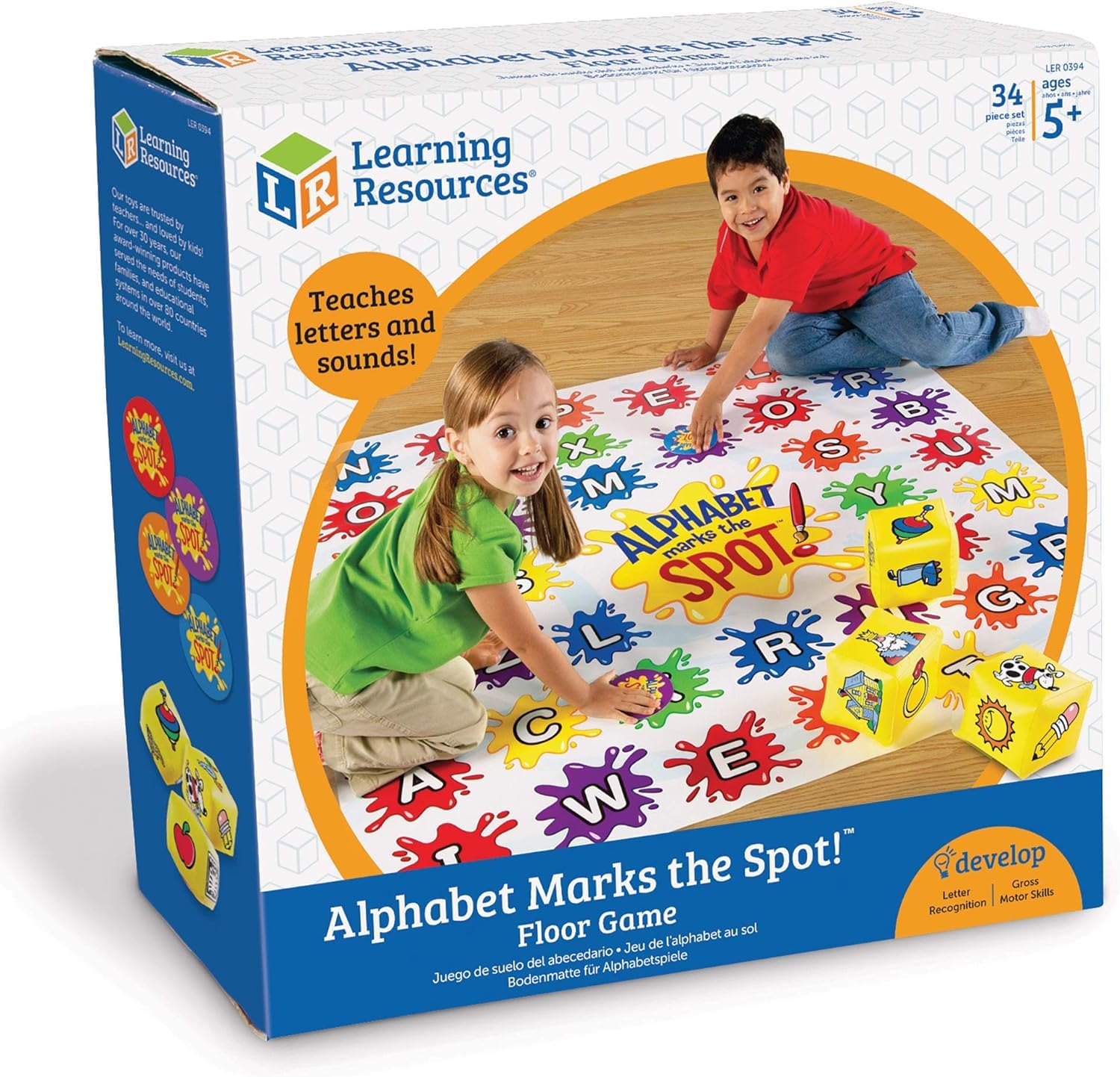 Learning Resources Alphabet Marks The Spot Floor Mat, 34 Piece Set, Ages 5+, Letters, Sounds, Alphabet Game,Spelling Games