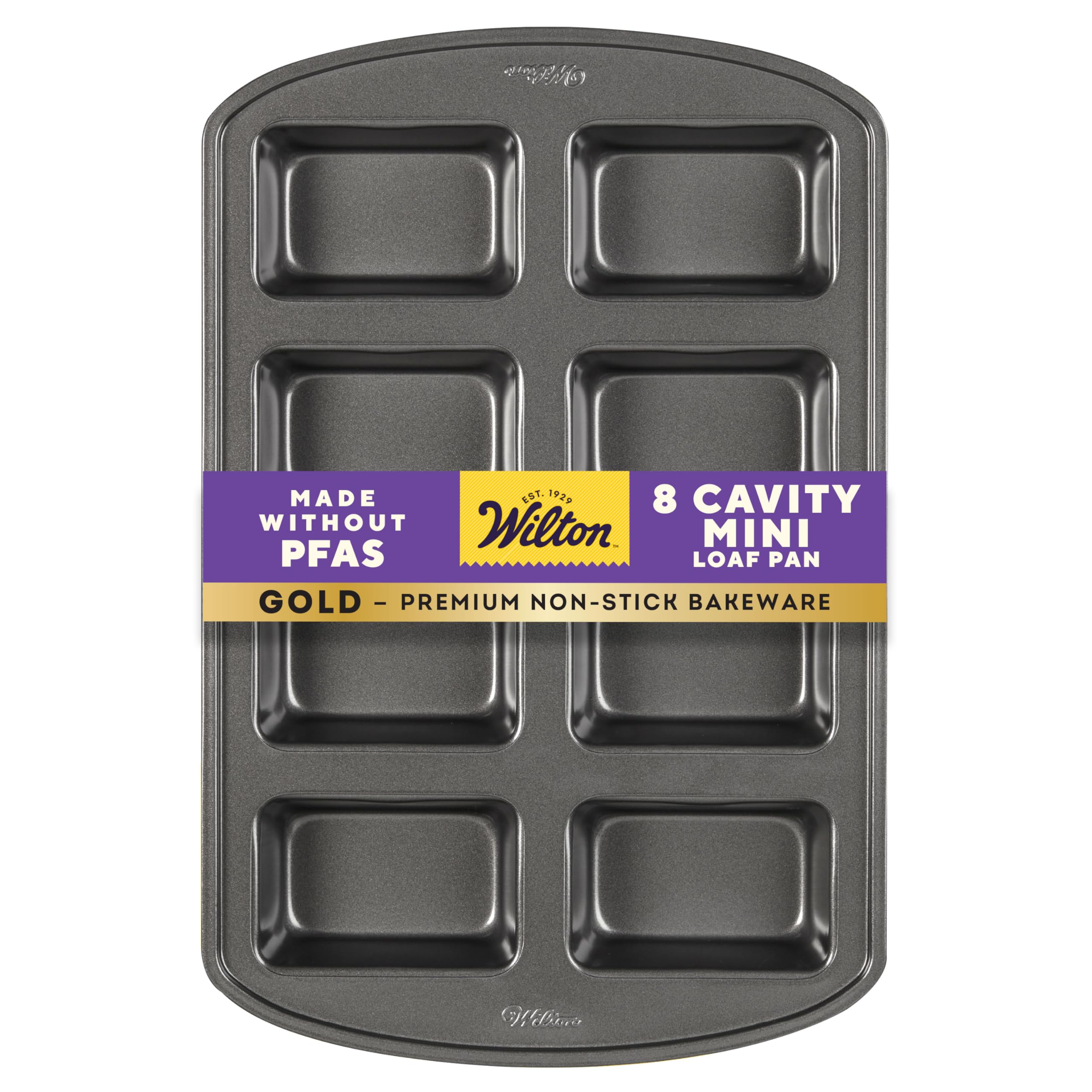 Wilton 2105-3972 Mini Loaf Baking Tin, Perfect Results, Non Stick, 8 Hole, Silver