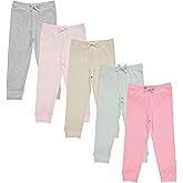 Cudlie 5-Pack Baby/Toddler Girls Joggers - Lounge Pants, Active Sweatpants Sweats - Fashion Joggers for Girls
