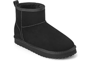 Womens Suede Boots Platform Mini Snow Boots Warm Ankle Booties Winter Fur lined short boots
