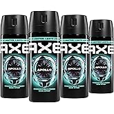 AXE Body Spray 4 Count Apollo 48 Hour All Over Fresh 2.9 oz | For daily freshness, Helps fight odor &amp; stay fresh, With Spray Tech, Apollo scent