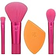 Real Techniques Limited Edition Mini Holidaze Brush + Sponge Kit, Makeup Brush & Makeup Blending Sponge Set, For Foundation, Powder, & Eyeshadow, Travel Makeup Tools, 4 Piece Gift Set