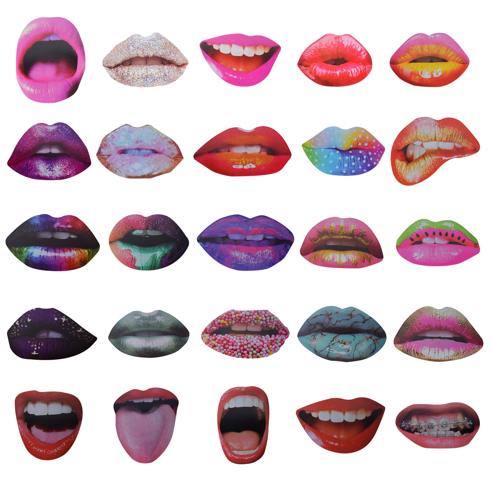 Party Photo Booth Props, Coxeer 40Pcs Funny Mouth Lips Photo Booth Prop
