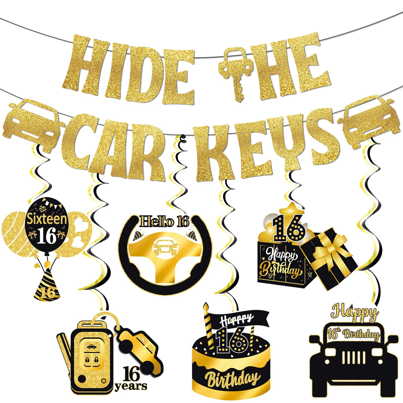 Photo 1 of 16th Birthday Decorations for Boys - 16 Birthday Decorations Boy Happy 16th Birthday Banner Hide The Car Keys Banner 4H