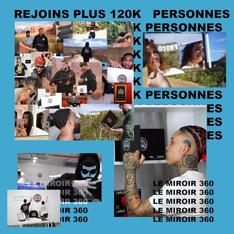 Miroir 3 Faces à LED + support plateau - Se couper les cheveux + barbe seul — photo 8 sur 8