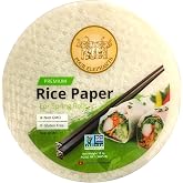 22CM Round Rice Paper Non-GMO | Pack of 1 (12 oz per pack) | Four Elephants Brand | Restaurant Quality Premium Spring Roll | 1 2 3 Seconds &amp; Roll