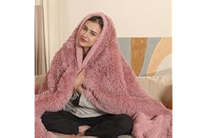 COZYTY Heated Blanket Electric Throw, Super Cozy Luxury Faux Fur & Extra Thick Sherpa Heated Throw Blanket with 5 Heating Levels & 4 Hours Auto Off, Fast Heating & Overheat Protection, 50" x 60", Dusty Rose
