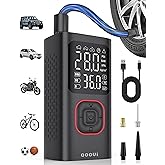 Tire Inflator Portable Air Compressor,Cordless Mini Bike Pump/Air Pump for Auto, Motorcycle, Bicycle, Balls,with LED Lights&Pressure Gauge Black