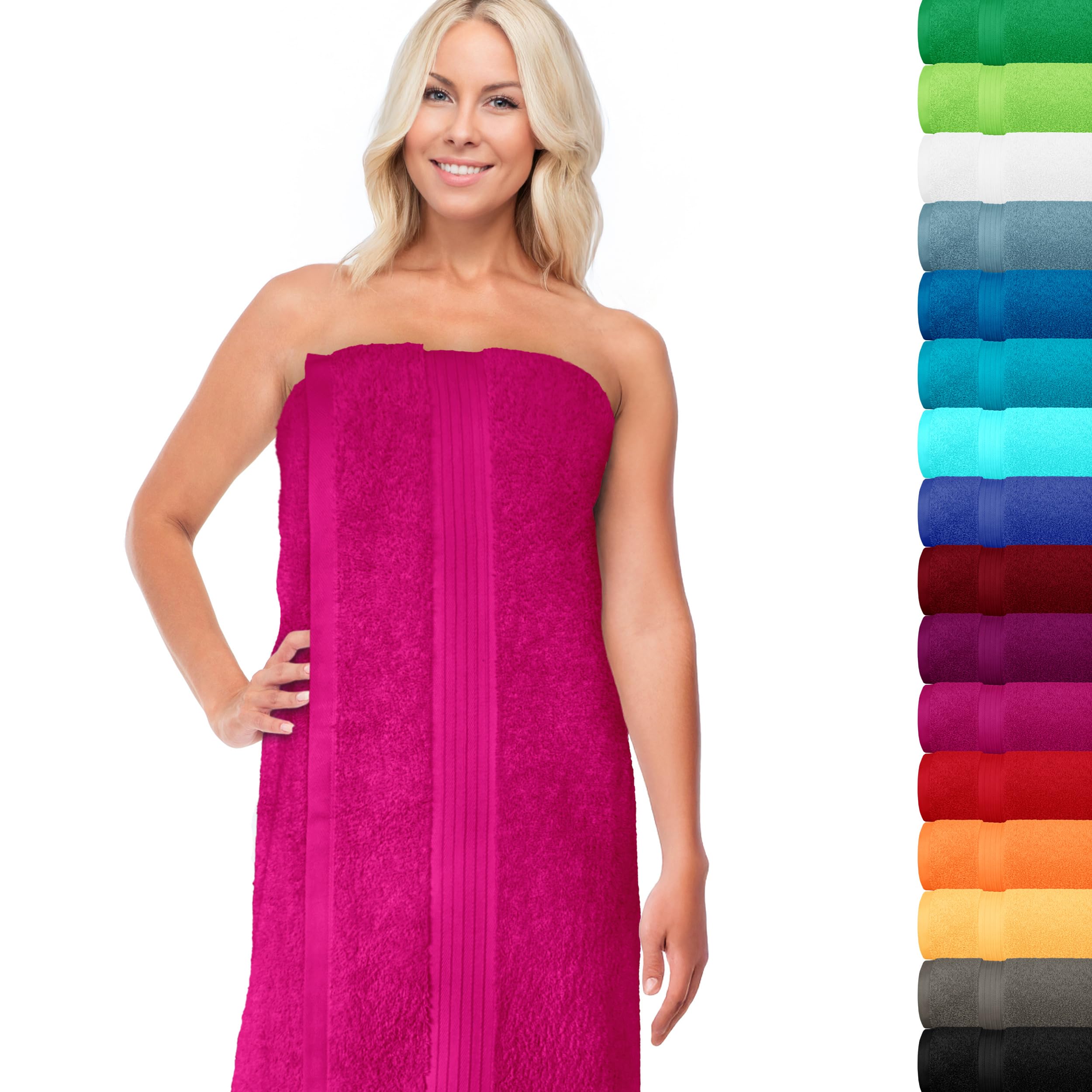 Lashuma® Towel Series – Available in 16 Colours and 6 SizesFace Cloth/Guest Towel/Hand Towel, Bath Towel, Shower Towel/Sauna Towel, 100% Cotton, Purple, 70 x 200 cm