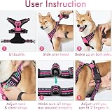 rabbitgoo Dog Harness Large No Pull Reflective with 2 Leash Clips Rose Red L view 9
