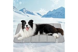 ZAKAPAWS Dog Cooling Mat for Large Dogs - 35x23 Orthopedic Memory Foam Pet Pad for Summer, QMAX>0.5, Washable Premium Comfort Crate Pad for Your Furry Companion, Grey,