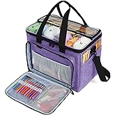 Teamoy Knitting Bag, Yarn Storage Tote with Inner Divider for Yarn and Unfinished Project, High Capacity, Easy to Carry Croch