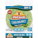 Mission Carb Balance Spinach Herb Tortilla Wraps, 8 Count, Low Carb, Keto, High Fiber, No Sugar