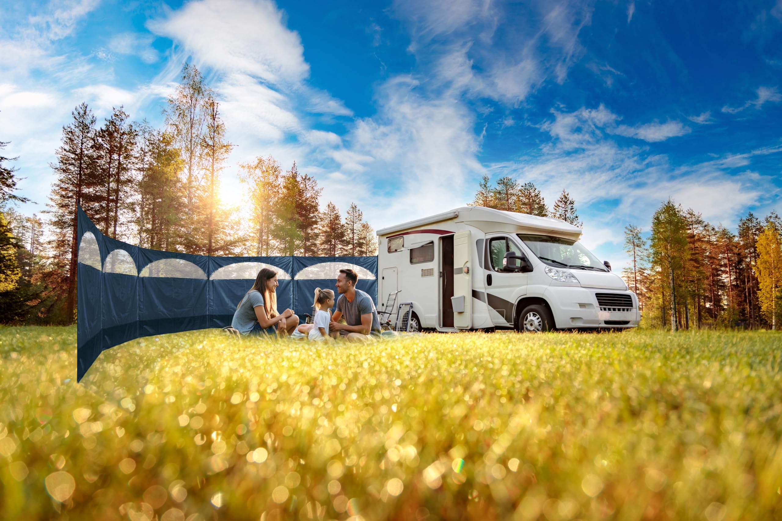 HSS Wind screen windbreaker Blocker 5 Panel Camping Garden Beach Wind Break 8.35 M