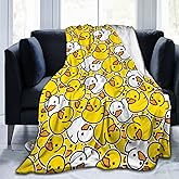 Perinsto Cute Rubber Ducks Throw Blanket Ultra Soft Warm All Season Cartoon Duckies Decorative Fleece Blankets for Bed Chair Car Sofa Couch Bedroom 80"X60"
