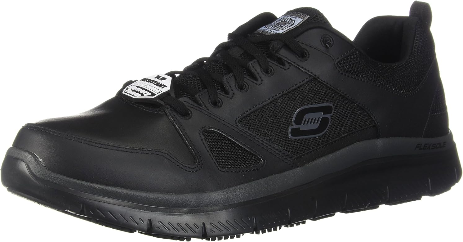 skechers men's flex advantage black work shoe