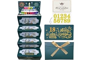 JINSTABAG Birthday Money Envelope for Cash Gifts, Birthday Card Money Holder with 3D Cake and DIY Sticker 16th 18th 21th Any 