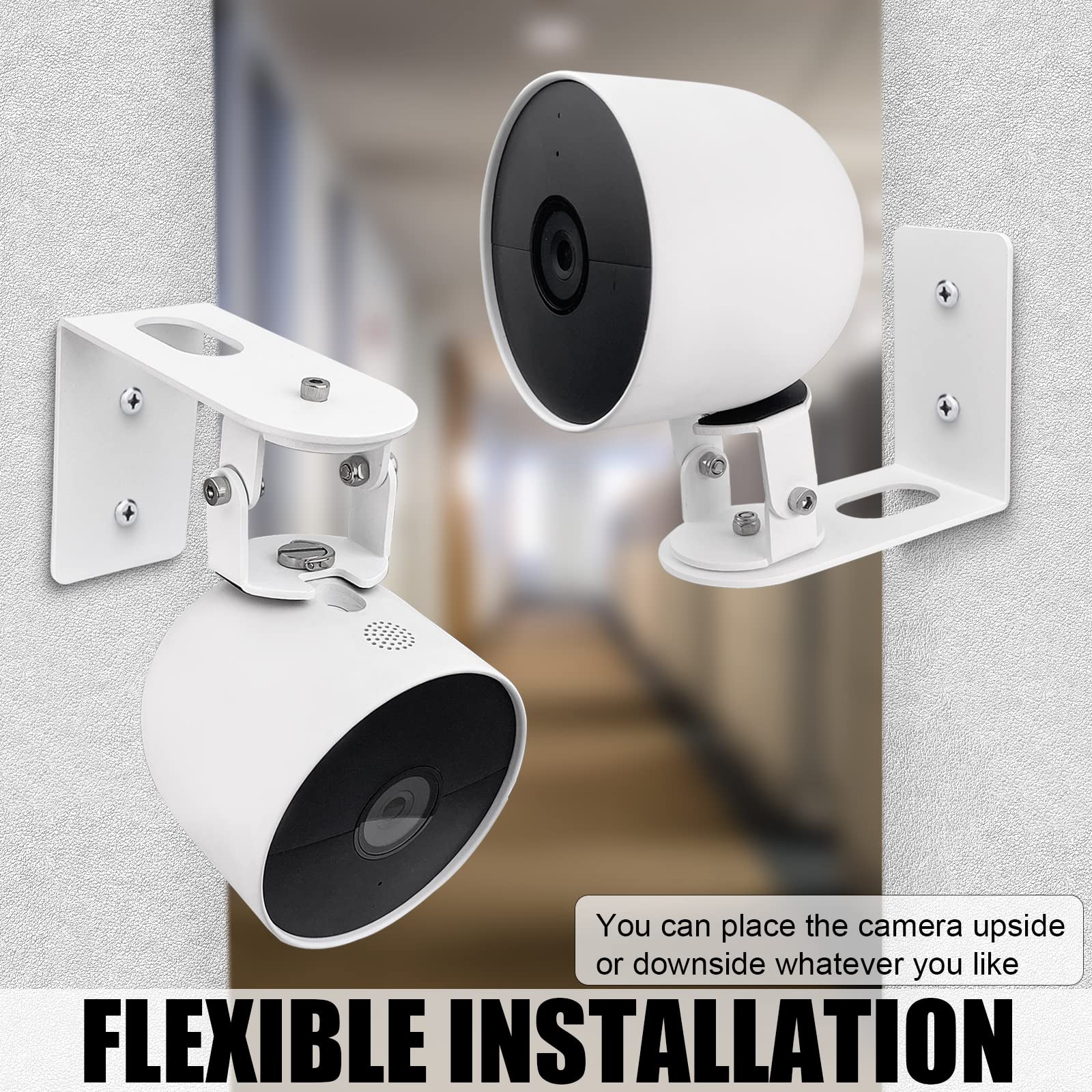 Nest Camera Mount Compatible with Google Nest Cam Outdoor or Indoor, Battery - 2nd Generation,360 View Anti-Drop Outdoor Wall Bracket Mounting Kit Nest cam Accessories- White