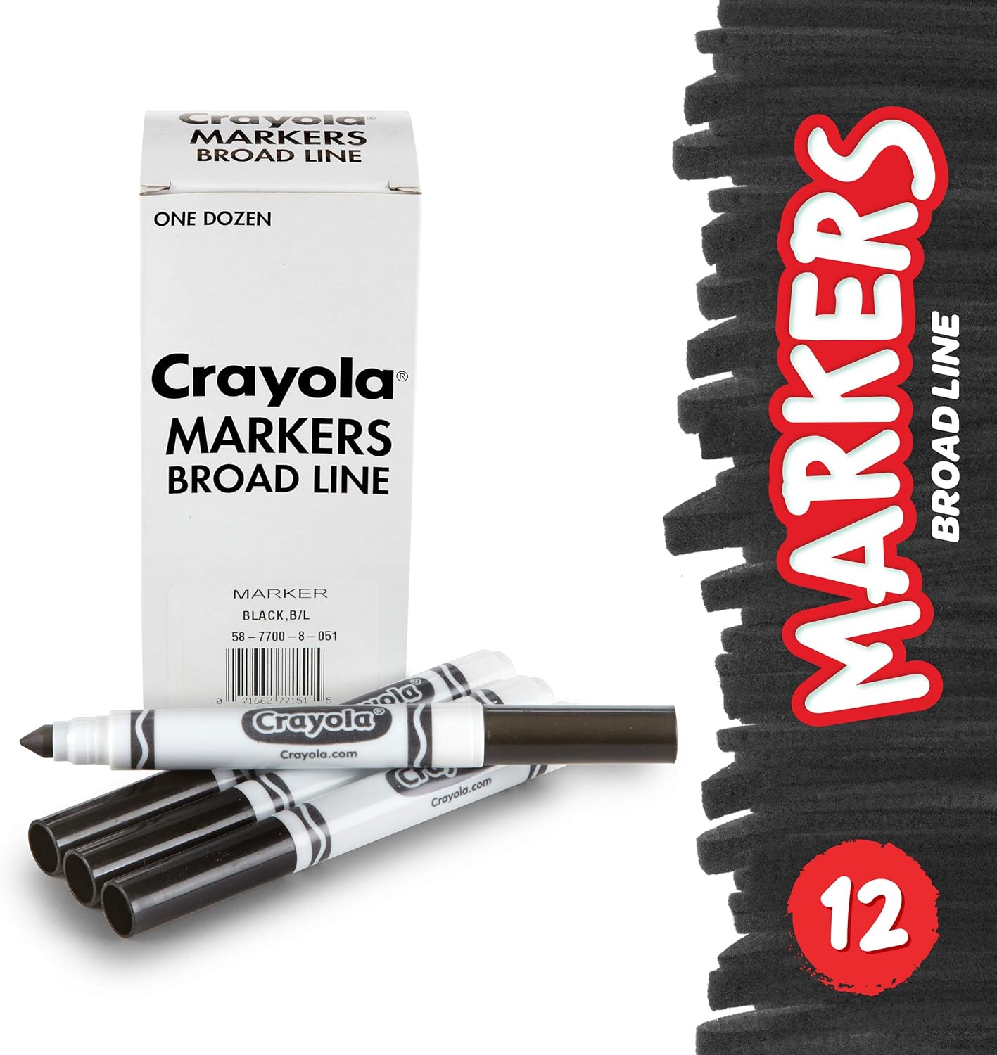 Crayola Black Markers, School Supplies, At Home Crafts for Kids, 12