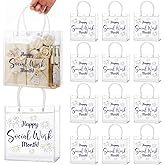Tinlade 12 Pcs Social Worker Month Gifts Bag Bulk with Handle Happy Social Work Month Party Favors 8 x 8 x 3 Inch Transparent PVC Cosmetic Bag for Women Men Employee Coworker
