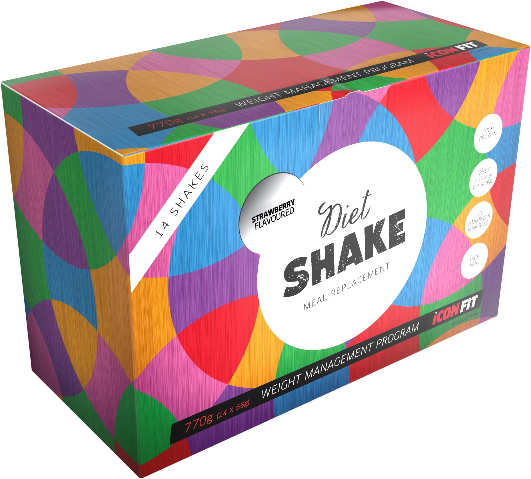 ICONFIT Diet Shake, 14 Shakes Weekly Set, Meal Replacement Shake, Only 200Kcal per Shake, 23 Vitamins and Minerals, Comes in 3 Flavors of Chocolate, Stawberry and Vanilla, 14 Sachets (Strawberry)