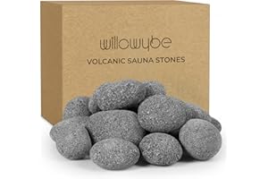 Willowybe Volcanic Sauna Stone Rock 35 lb / 16 kg – Rounded Lava Rocks for Electric & Wood-Burning Sauna Heaters, Porous Saun