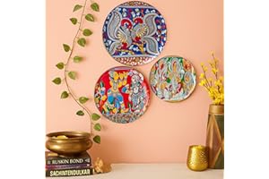 RITUALISTIC Kalamkari Iron Wall Art Plates – Set of 3 Decorative Plates | Traditional Indian Wall Art for Home Decor | Metal Wall Hanging for Living Room & Bedroom | Indian Aesthetic Decor Accent