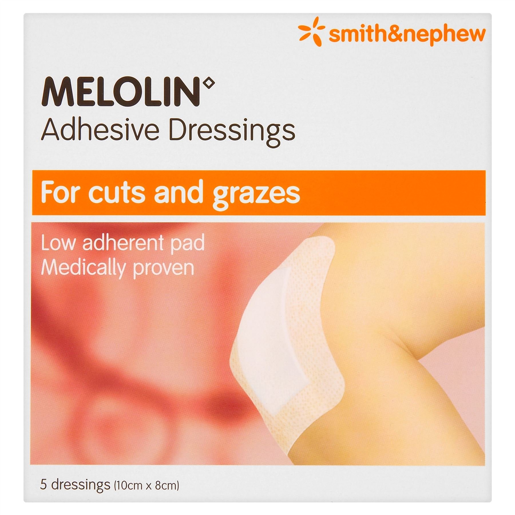 Melolin 10cm x 8cm 5 Adhesive Dressings