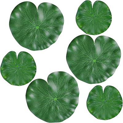 FFWHKON Floating Lily Pads 6Pcs Plastic Pond Ornaments Foliage