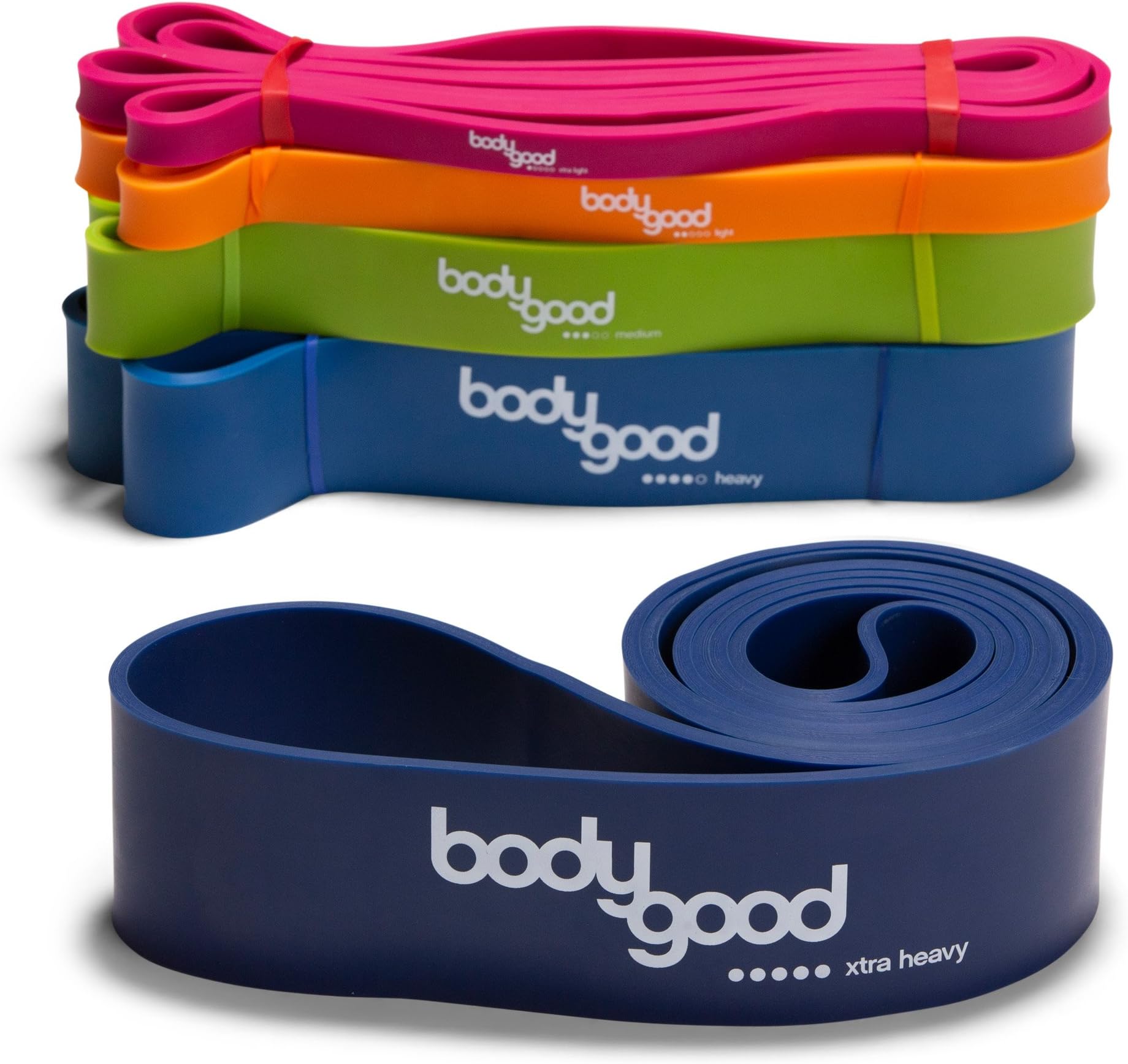BodyGood Trainings Pull Up Assist Resistance Bands. Heavy-Duty Elastic Exercise Band for Training, Stretching, Mobility, Powerlifting, Functional Fitness Workouts