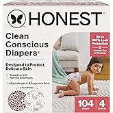 The Honest Company Comfort Dry Disposable Diapers for Sensitive Skin, Hypoallergenic, Wild Thang + All The Alpacas, Super Club Box Size 4 (22–37 lbs) 104 Count