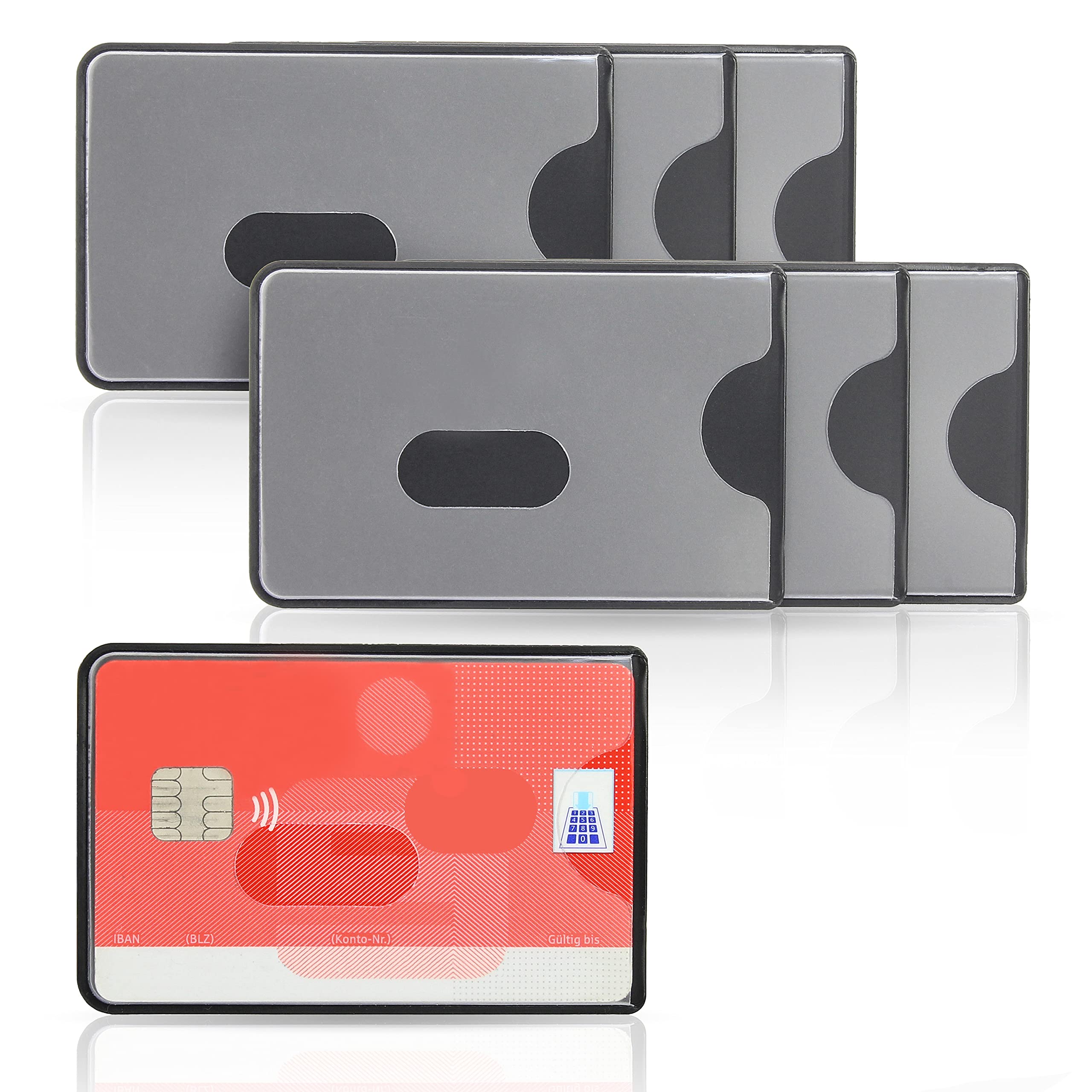 WallTrust RFID NFC Blocker Protective Cover – Credit Card Protective Case, Set of 3, Transparent Face, /Transparent Matt, Jeu de 6, Classic